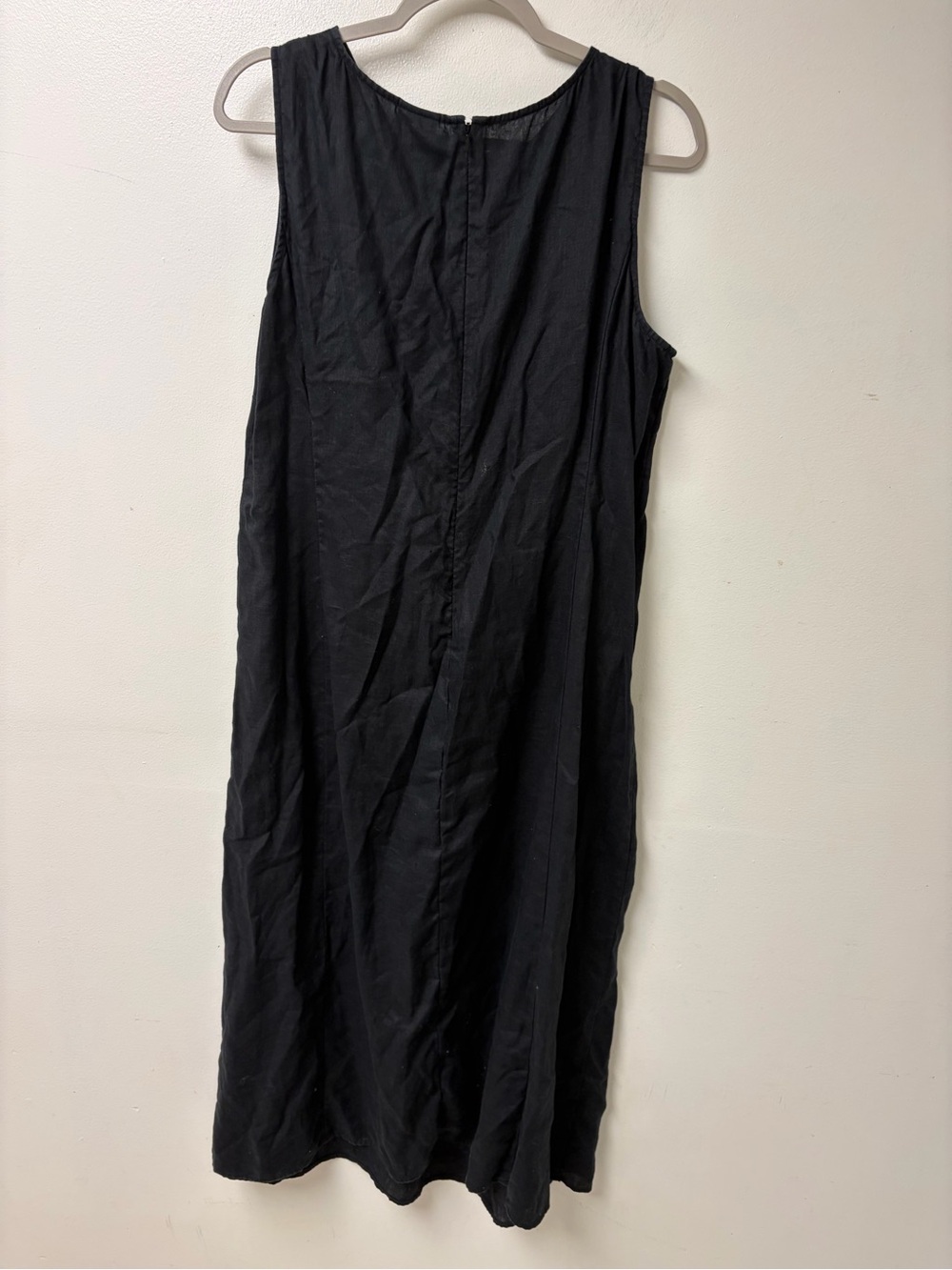 J Jill 100% Linen Sleeveless Pintuck Midi Dress Black Size 1X - Picture 4 of 7